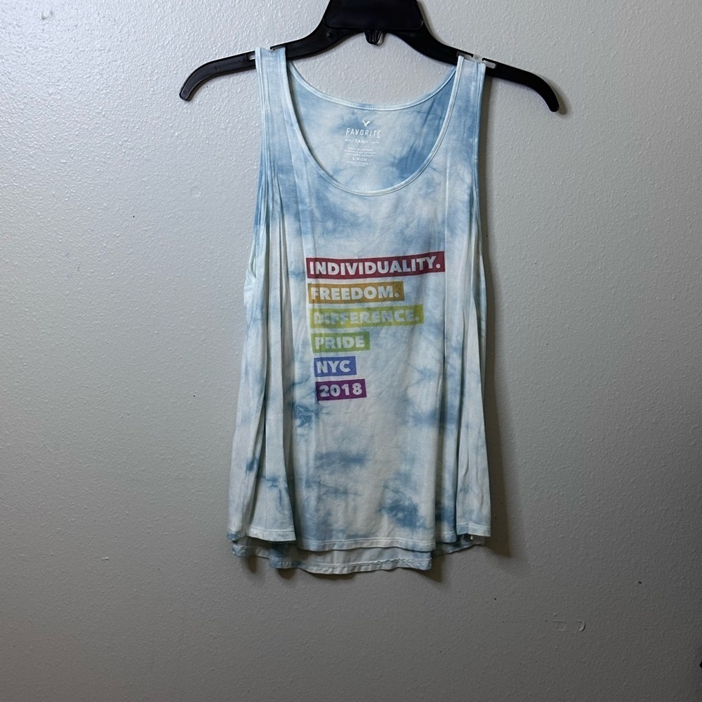 American‎ Eagle Women Tie Dye Favorite Tank Top Blue Size Small.